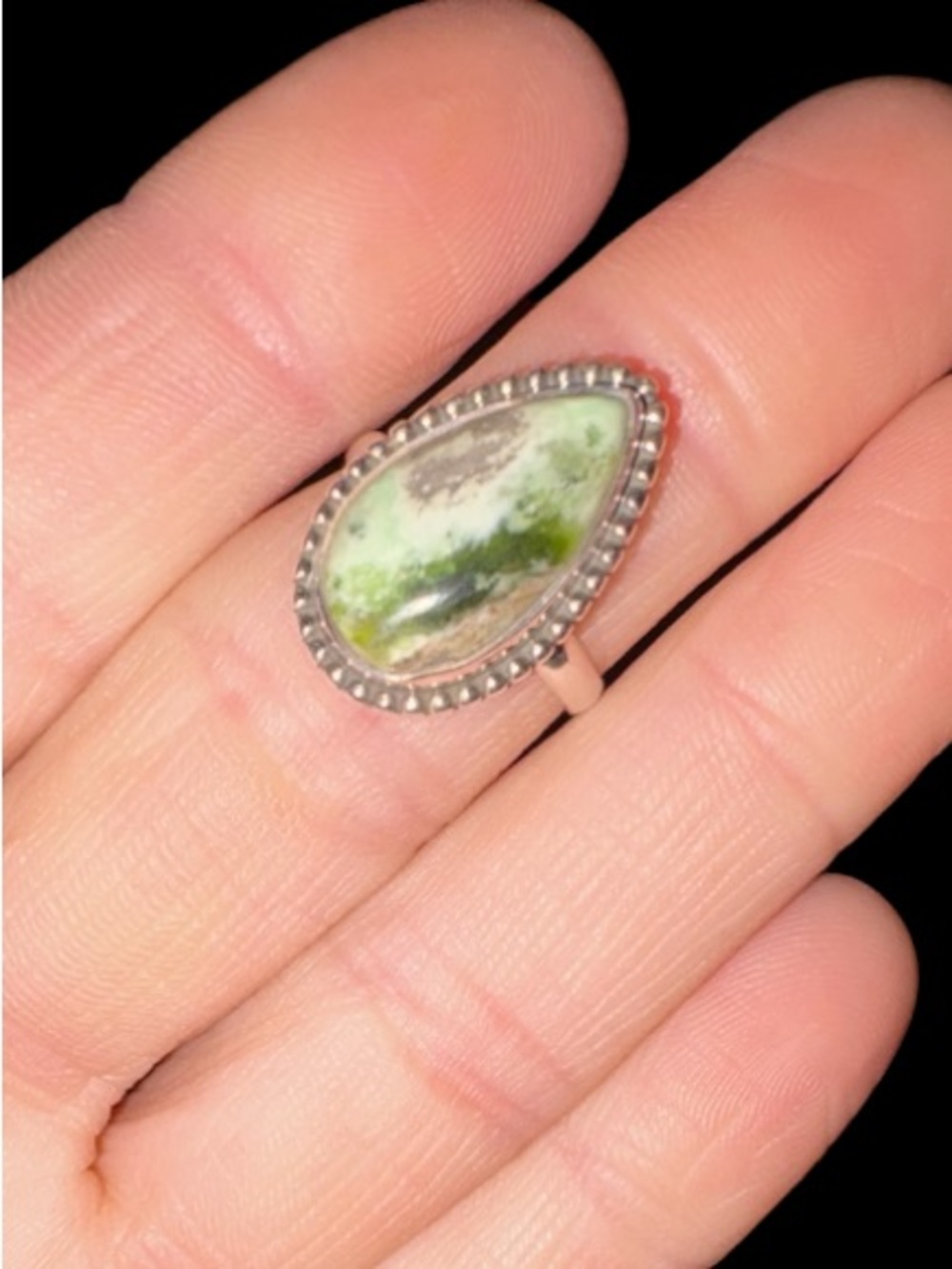 Chrome  Chalcedony 3.4 G Set In Stamped 925 Sterling Silver